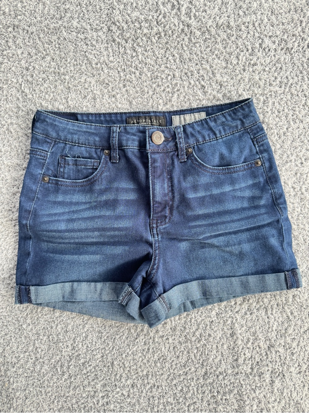 Aeropostale Dark Blue Denim Roll-Cuff Women's Shorts
